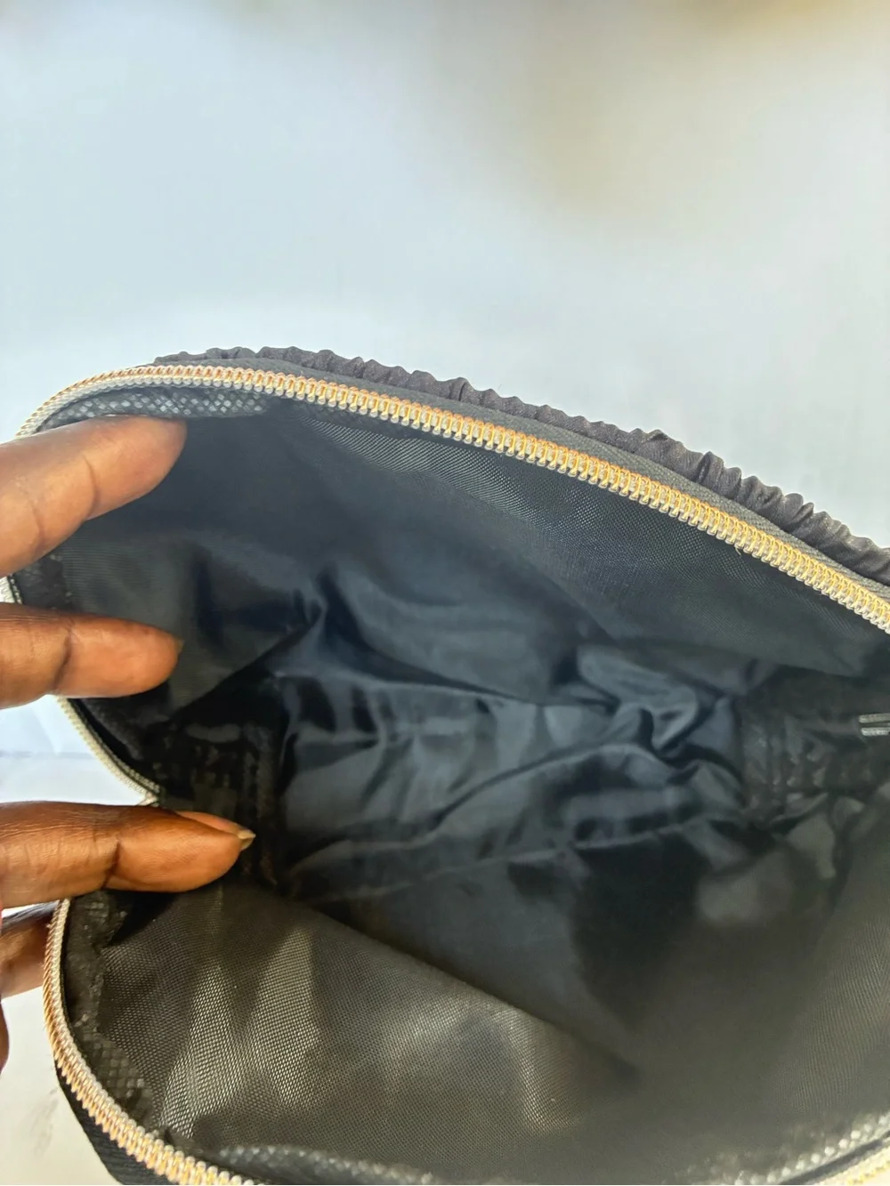 Ulta Beauty Black Pleated Cosmetic Pouch with Gold Zipper